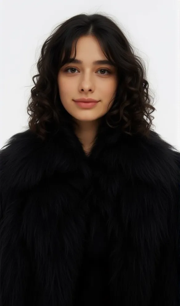 Short black fur coat