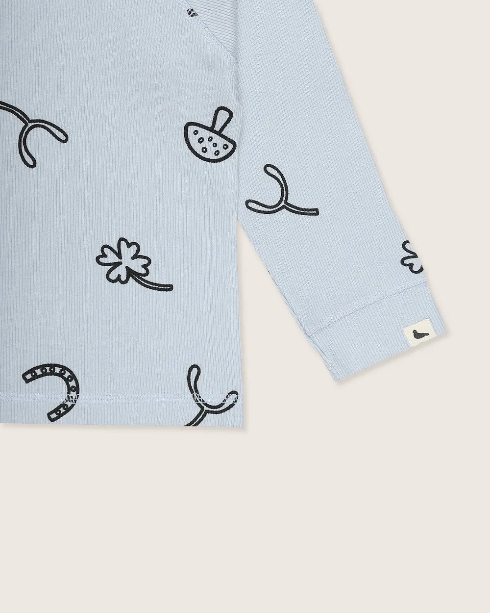Sky Blue Lucky Print Top