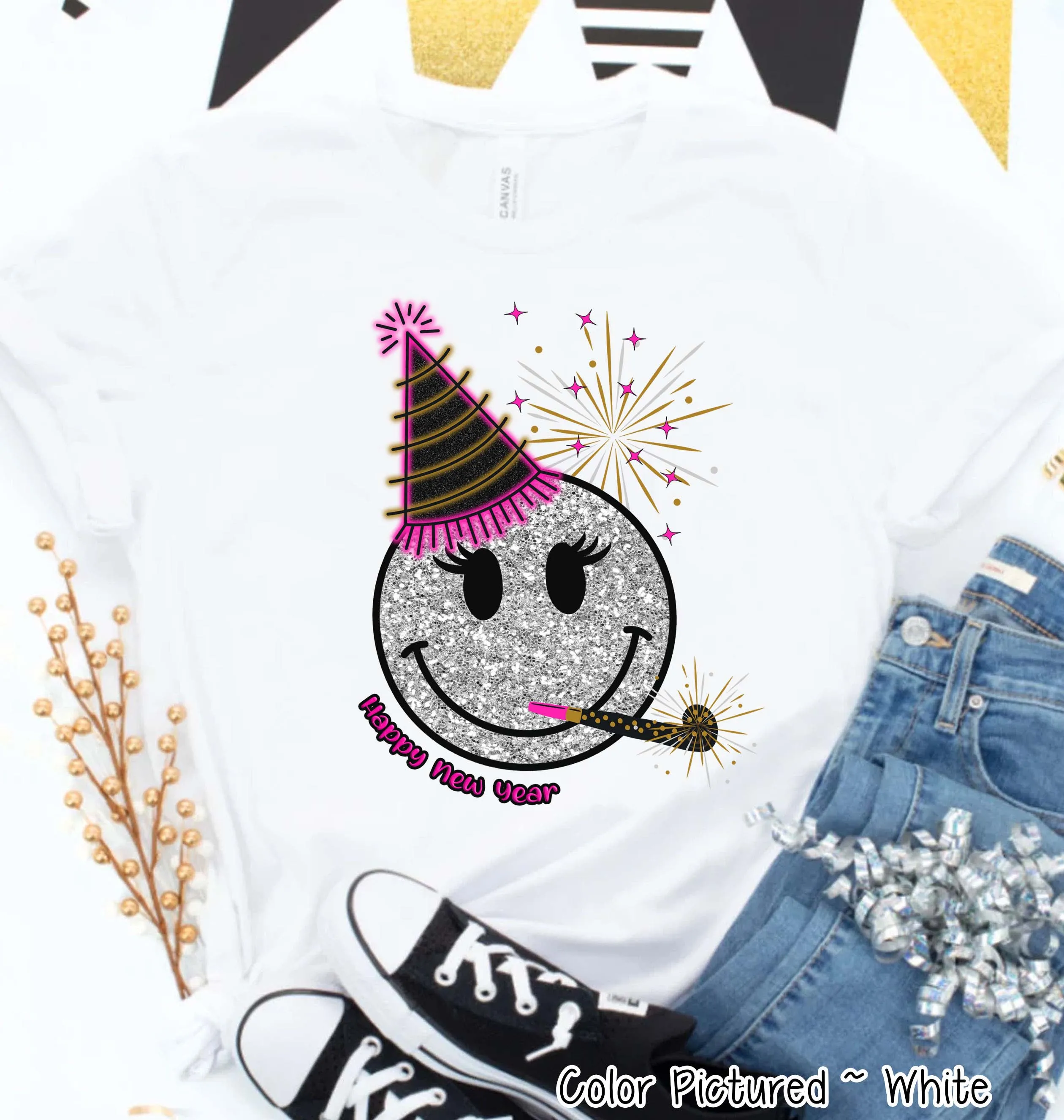 Smile Happy New Year Party Tee or Sweatshirt