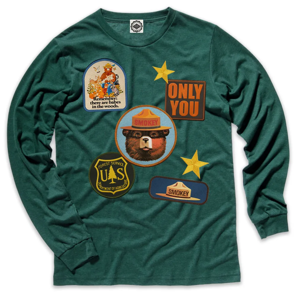Smokey Bear Patches Men's Long Sleeve Tee