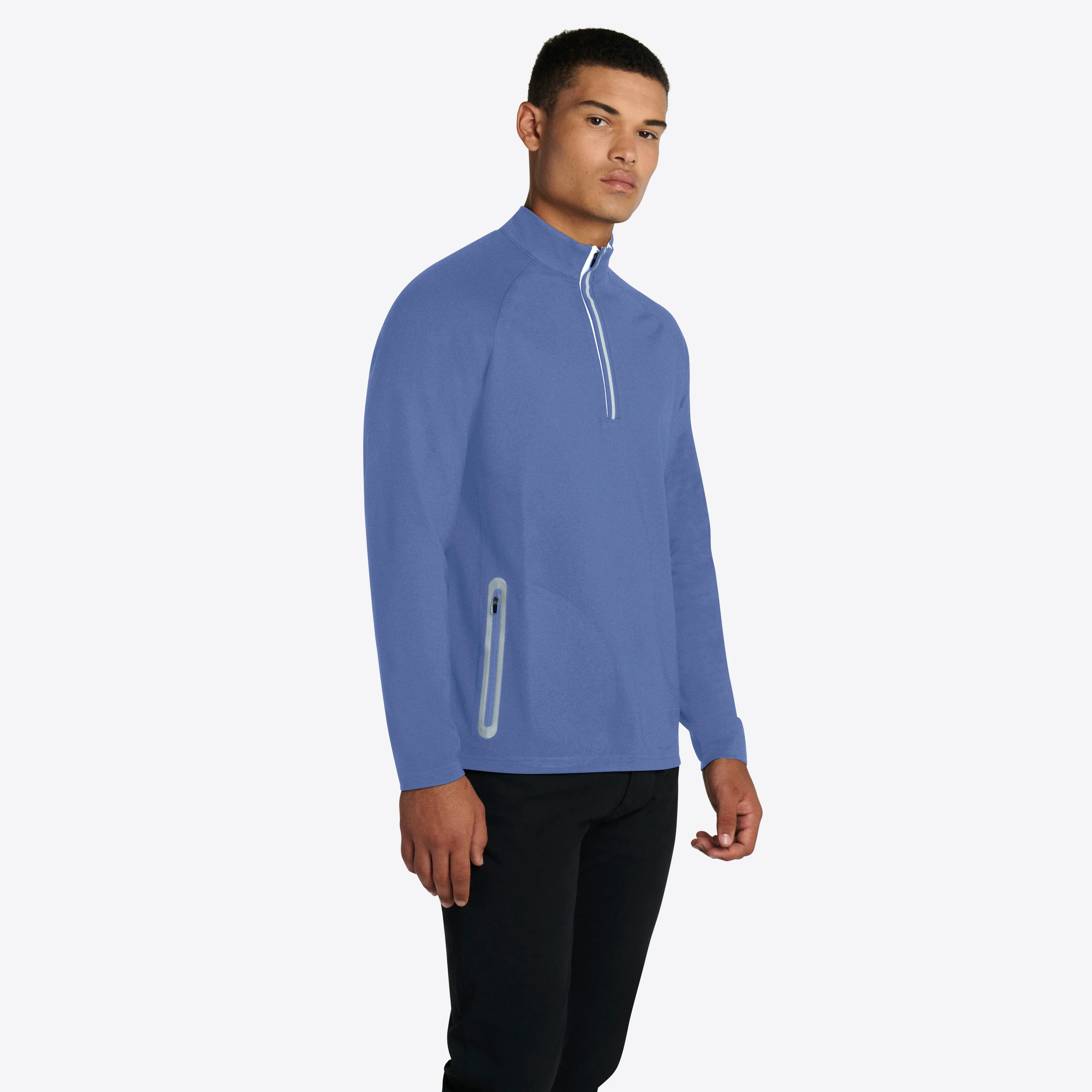 Solid Quarter Zip Mock Neck Pullover