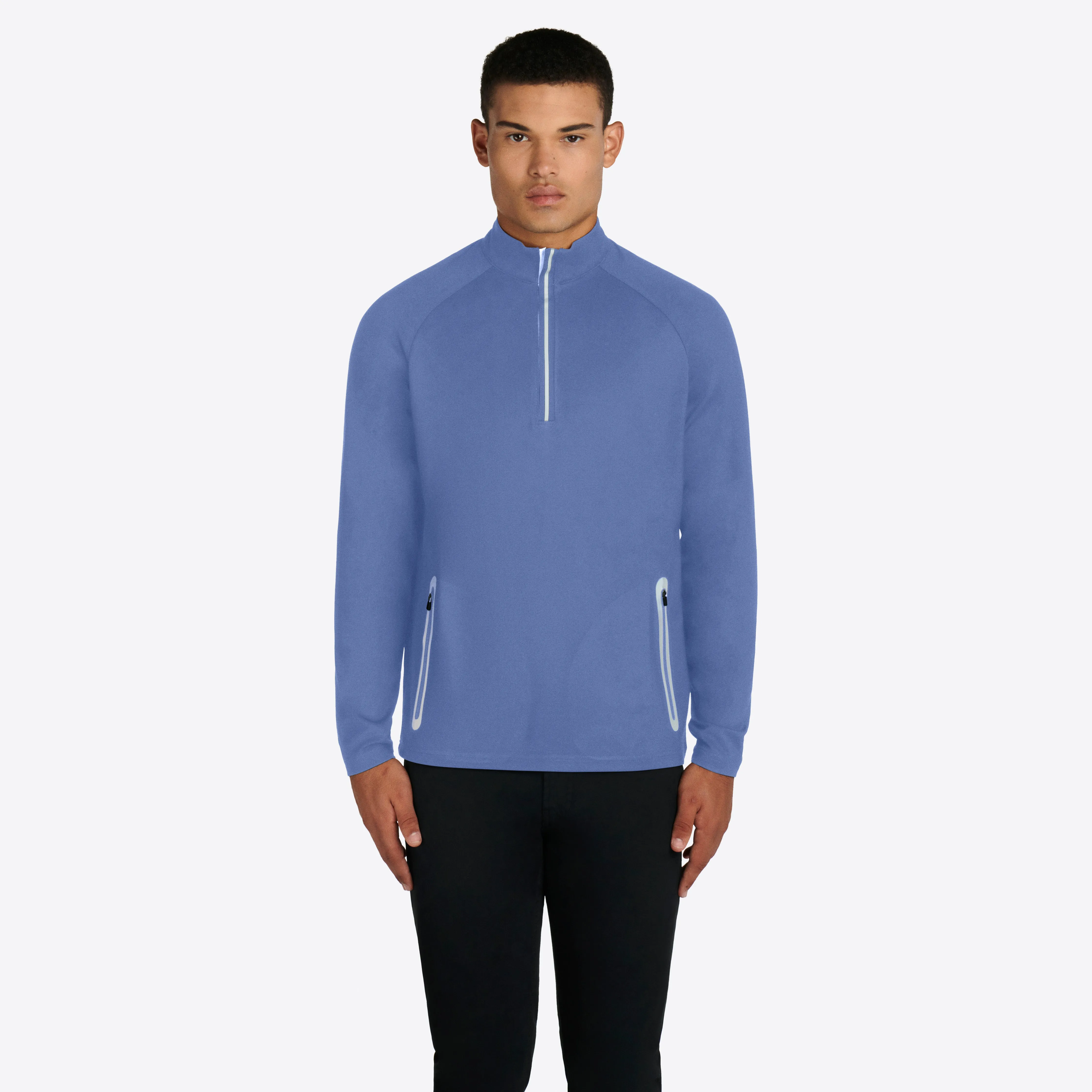 Solid Quarter Zip Mock Neck Pullover