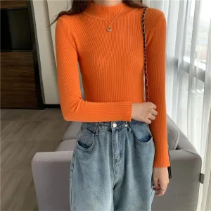 Spring Winter Women Classic Knitted Pullovers Slim Sweater Elasticity Casual Jumper Fashion Turtleneck Female Pull Base Clothes