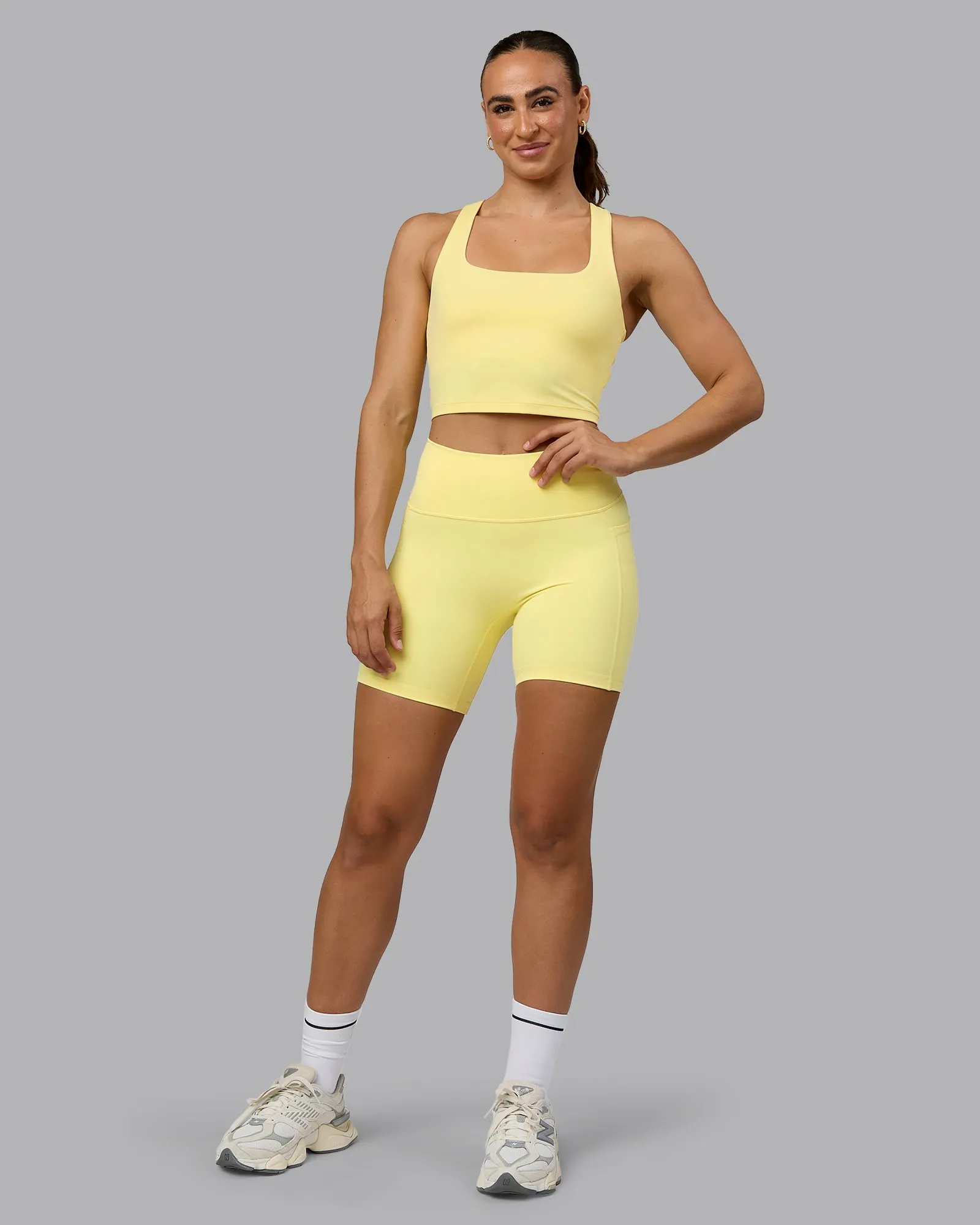 Staple Square Neck Active Shelf Bra Tank - Lemon