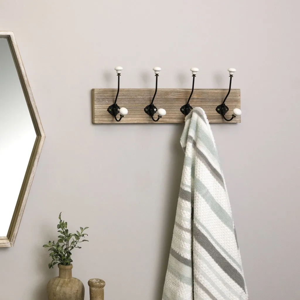 Stratton Home Decor Farmhouse Wall Hooks with Ceramic Knobs