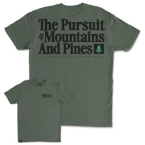The Pursuit Of Mountains and Pines Back Print 'Trail Tee' | Lightweight Blend |