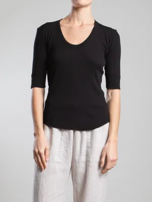 Thea Tee in Lightweight Rib - Black