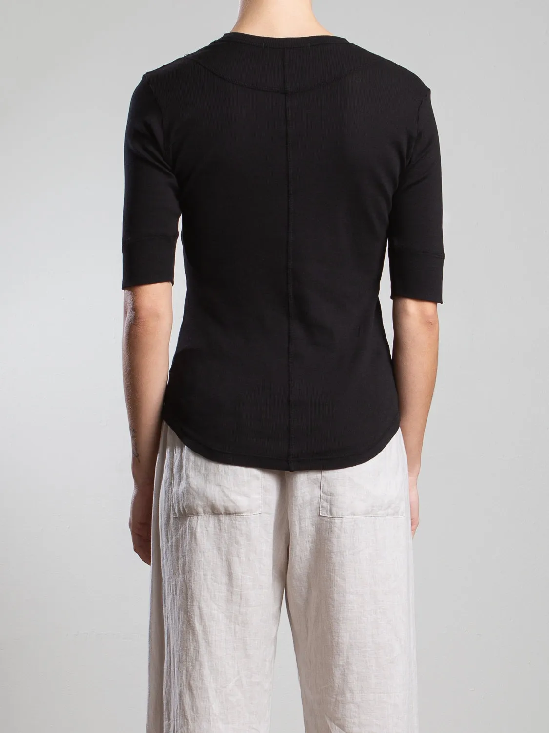 Thea Tee in Lightweight Rib - Black