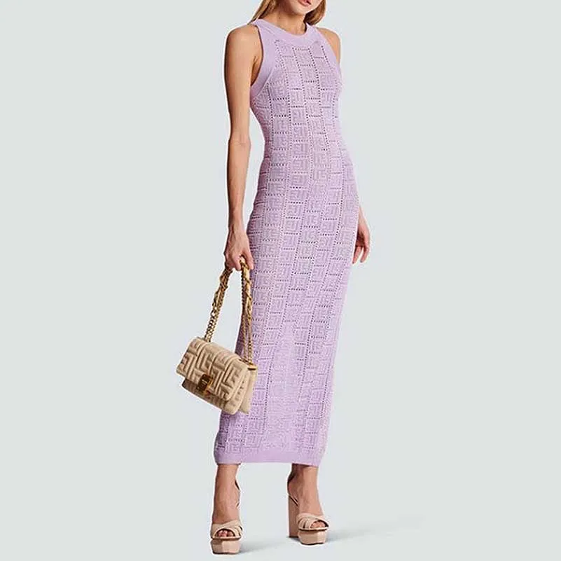 Trendy Chic Suit Knitted Cardigan Coat   Sleeveless Midi Dress Set Two Pieces Dress Suit