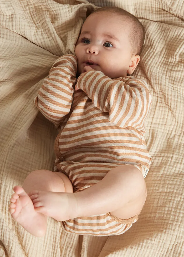 Trevi Clay Stripe Wrap Bodysuit