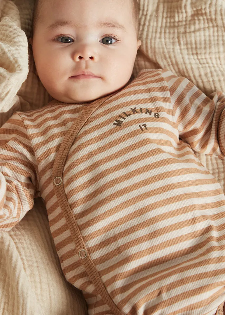 Trevi Clay Stripe Wrap Bodysuit