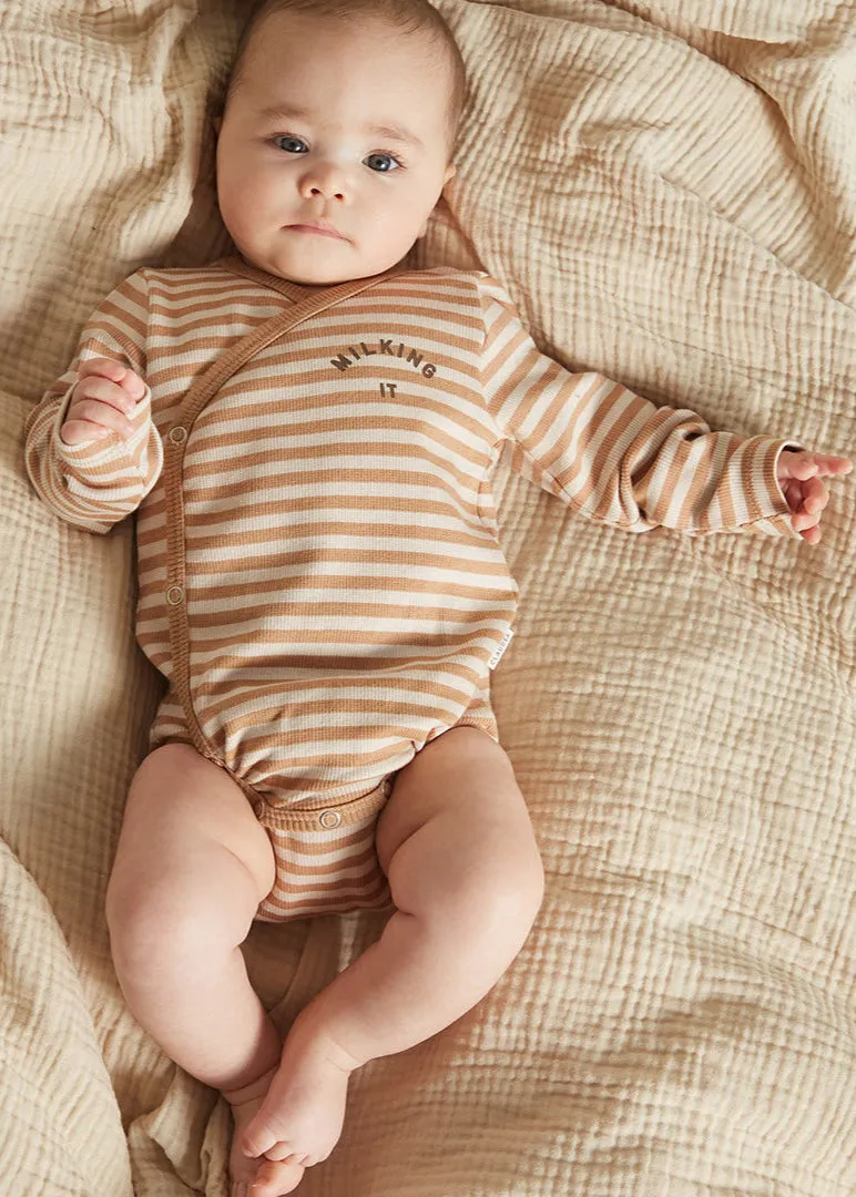 Trevi Clay Stripe Wrap Bodysuit