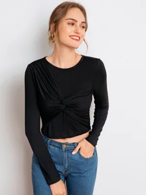 Twist Detail Form Fitted Crop Tee( CLEARANCE SALE