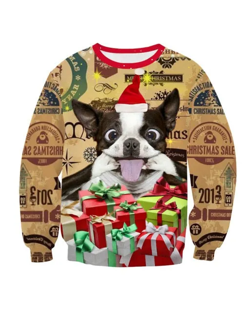 Ugly Christmas Sweater with 3D Dog Prints