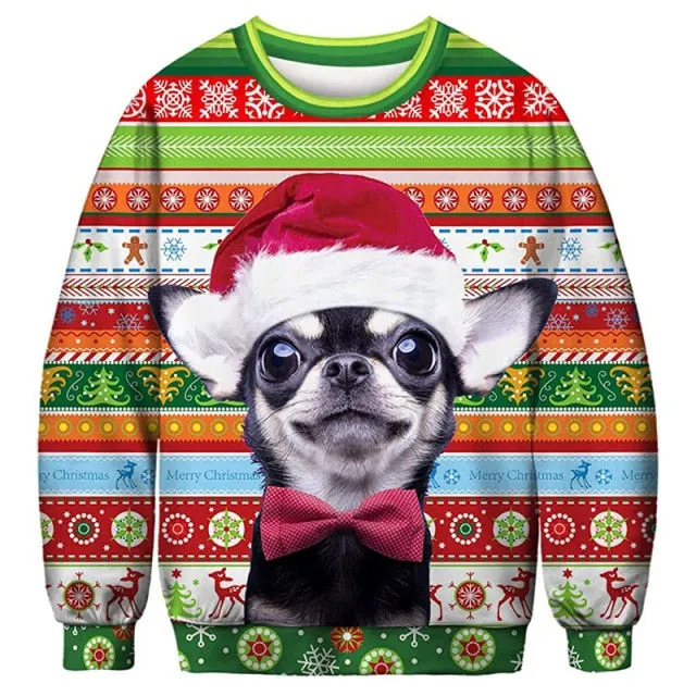 Ugly Christmas Sweater with 3D Dog Prints