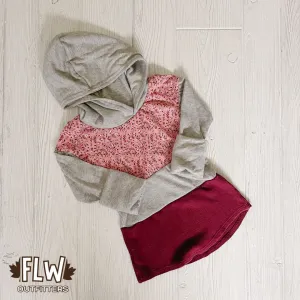 Upcycled Hoodie 4T-7Y Pink & Cranberry Floral