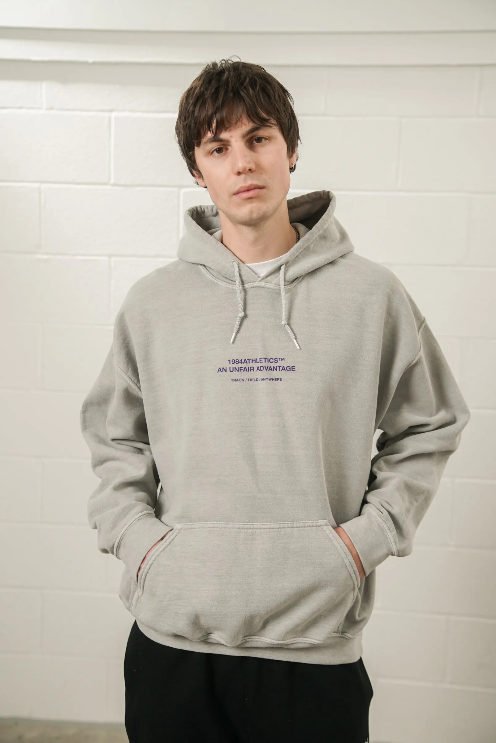 Vice 84 'Athletics' Vintage Washed Hoodie - Ash