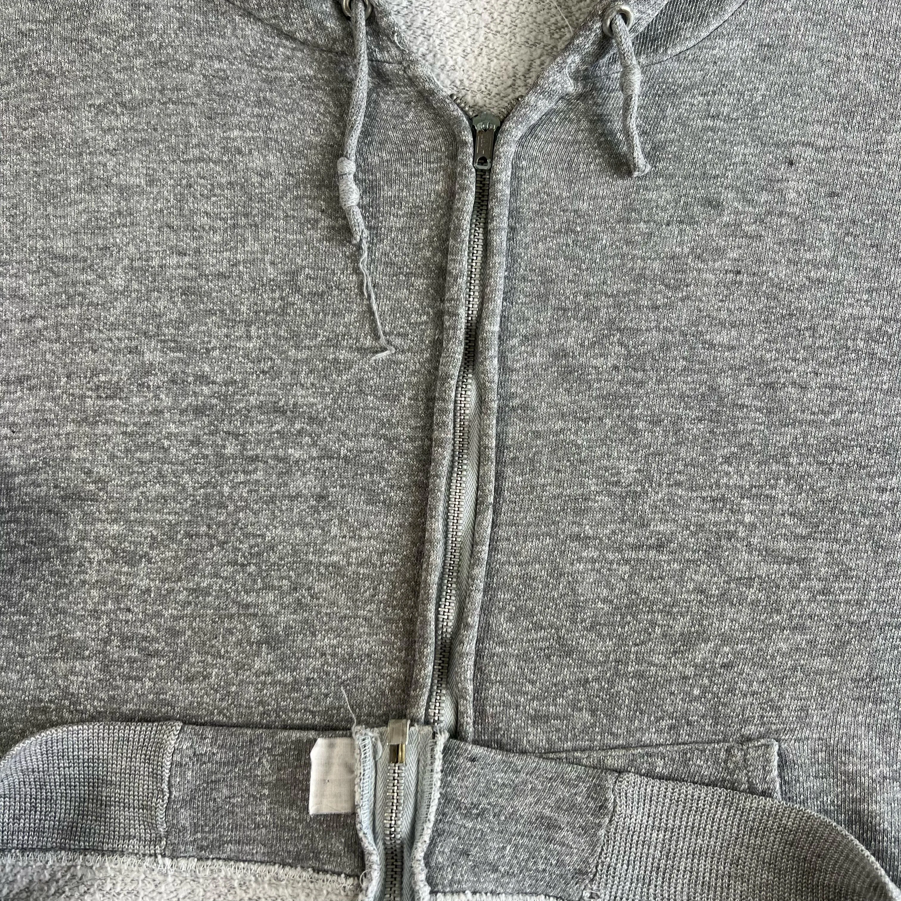 Vintage Blank Grey Zip Up Hoodie- SELECT SIZE