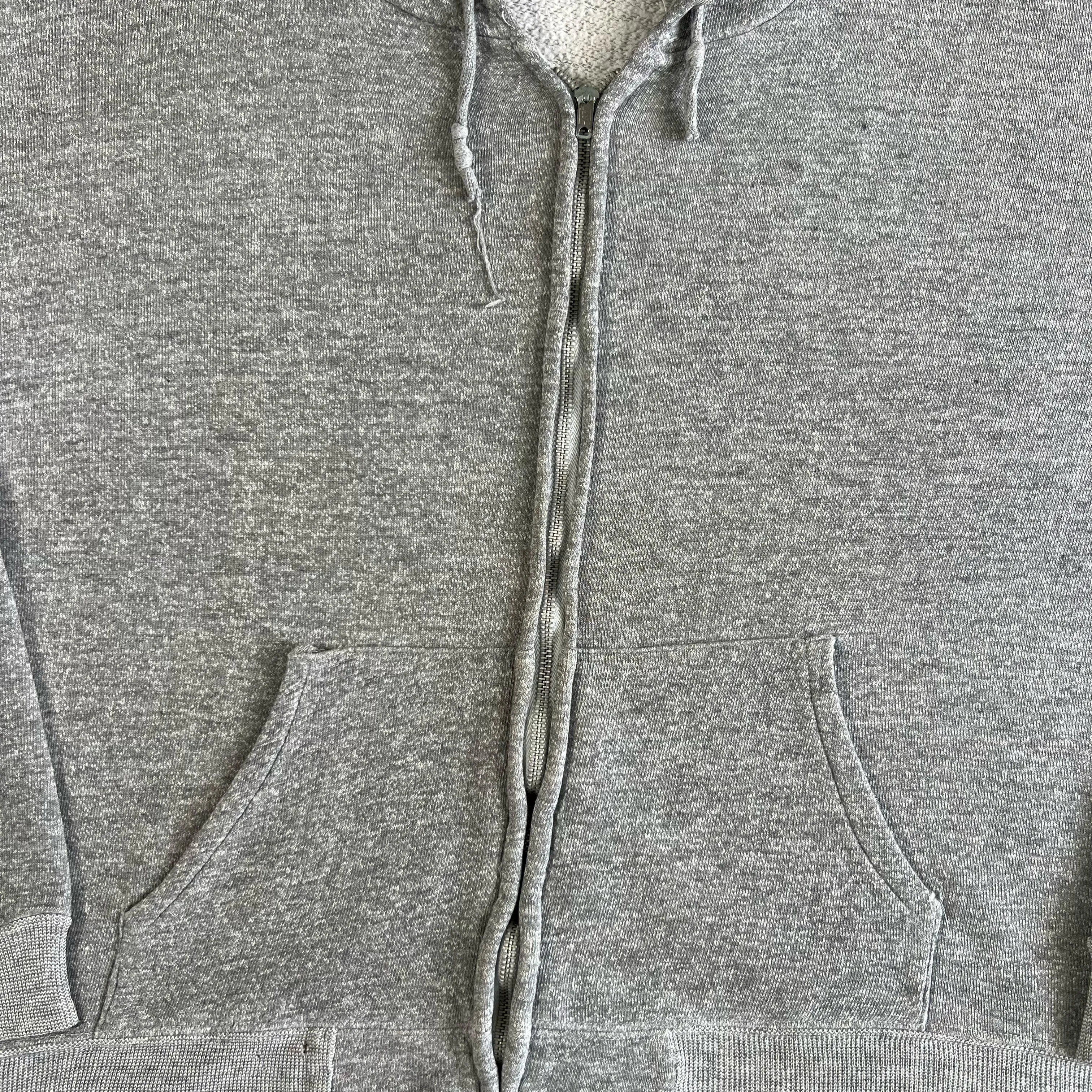 Vintage Blank Grey Zip Up Hoodie- SELECT SIZE