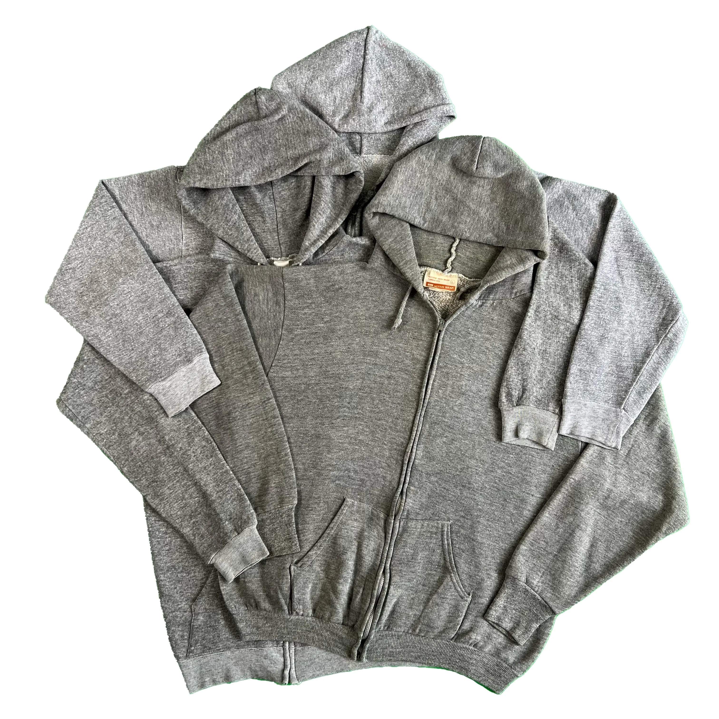 Vintage Blank Grey Zip Up Hoodie- SELECT SIZE