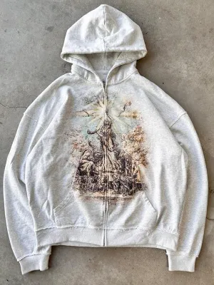 Vintage white oversized hoodie with print