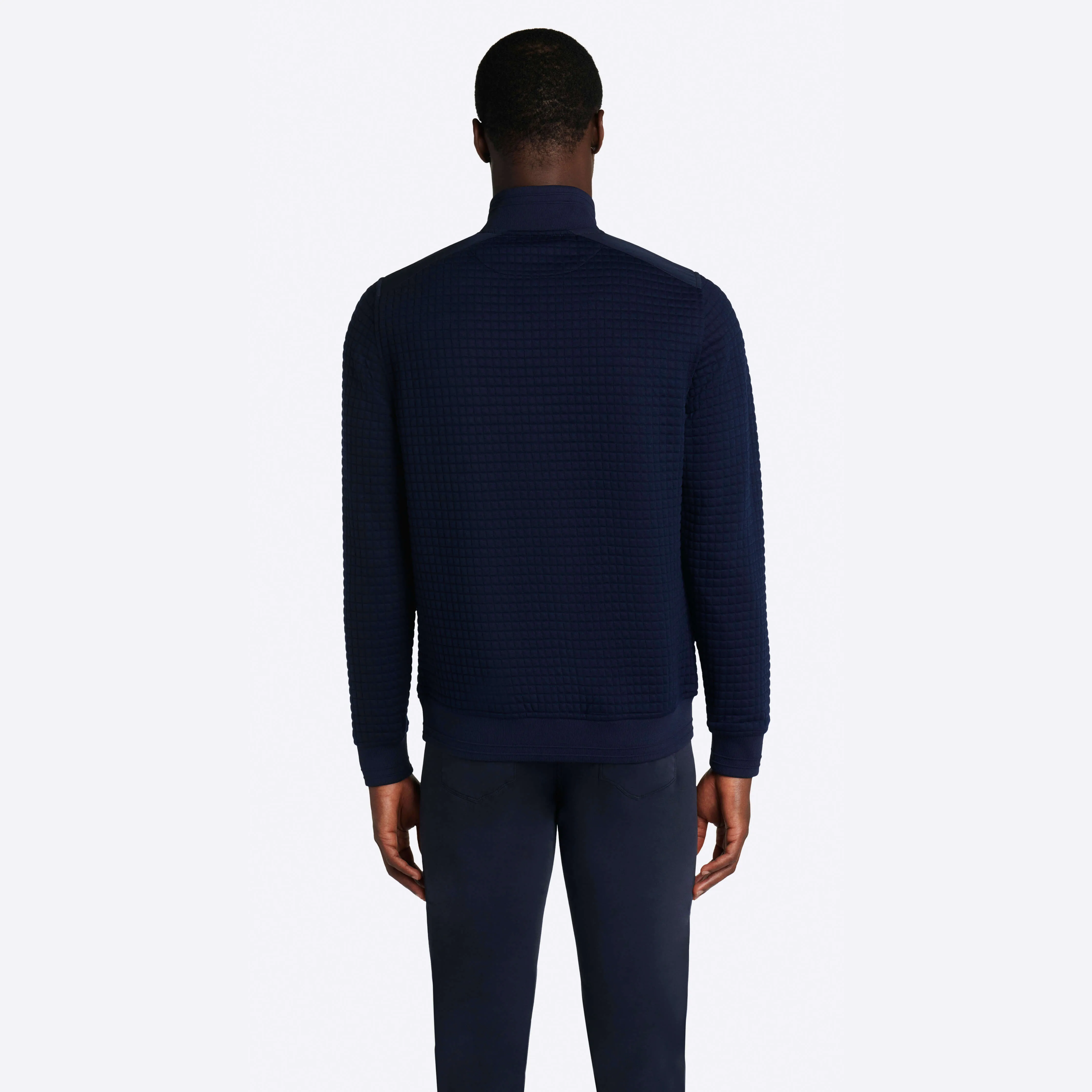Waffle Knit Quarter Zip Mock Neck Pullover
