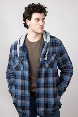 Weatherproof Vintage Sherpa Lined Hooded Shirt Jacket for Men in Blue | F245456GK-BLUE