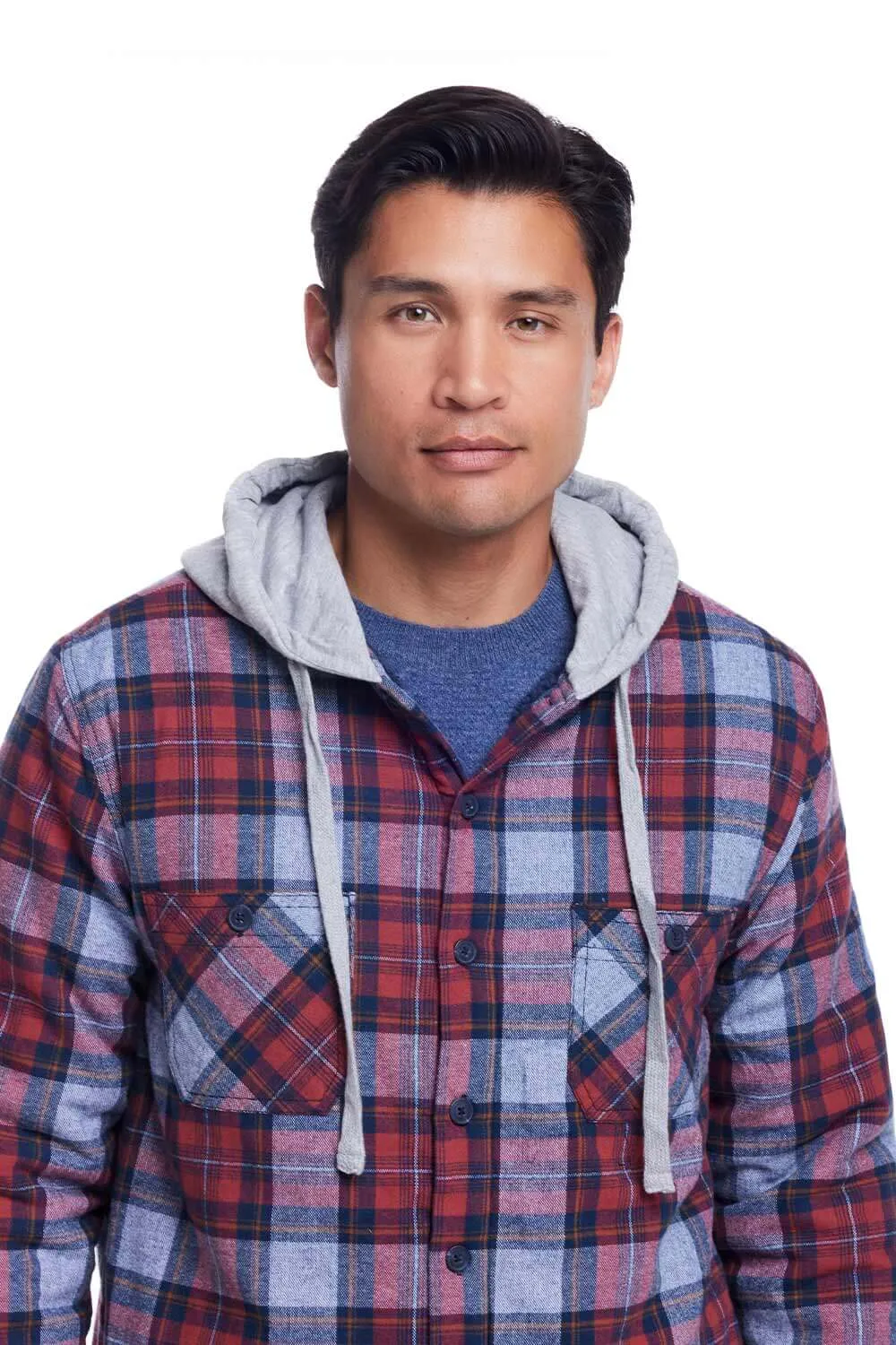 Weatherproof Vintage Sherpa Lined Hooded Shirt Jacket for Men in Brick Red | F245456GK-BRICKRED