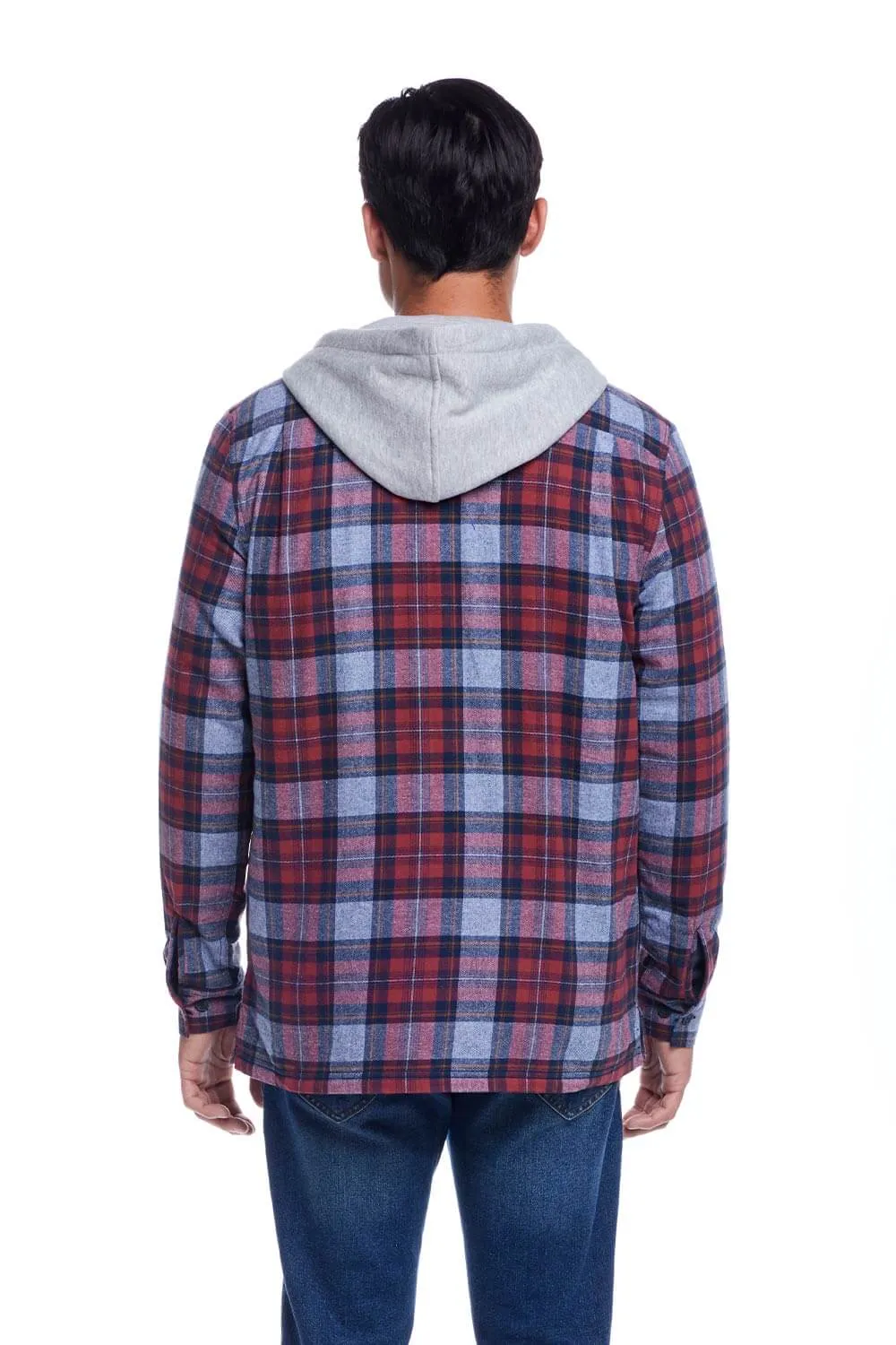 Weatherproof Vintage Sherpa Lined Hooded Shirt Jacket for Men in Brick Red | F245456GK-BRICKRED