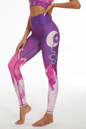 Whimsical Moonlight Unicorn Leggings for Women – High Waist Fantasy Print Yoga Pants for Dance, Workout & Everyday Magic
