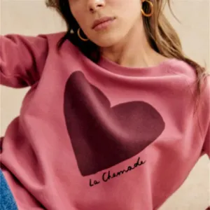 Women Heart-Shaped Print Sweatshirt – Perfect for Valentine’s Day