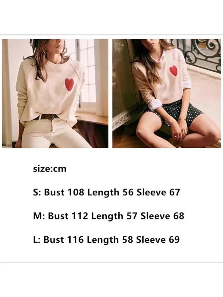 Women Heart-Shaped Print Sweatshirt – Perfect for Valentine’s Day