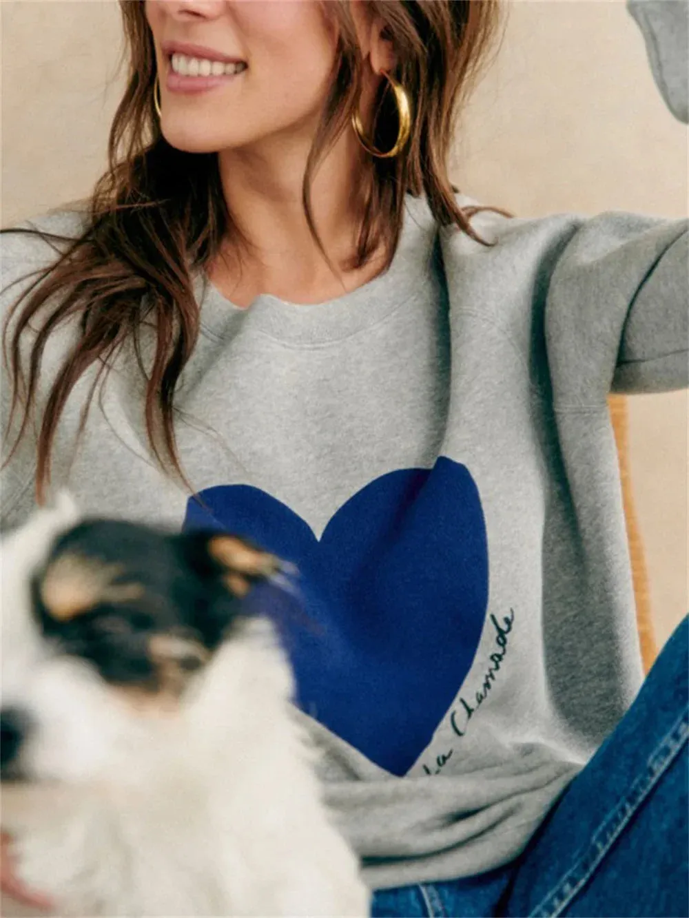 Women Heart-Shaped Print Sweatshirt – Perfect for Valentine’s Day