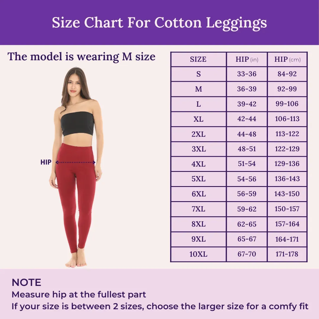 Women's Leggings | High Waist | Ankle Length | Cotton-Elastane Blend | Non-See-Through | Gusset Crotch Prevents Ripping