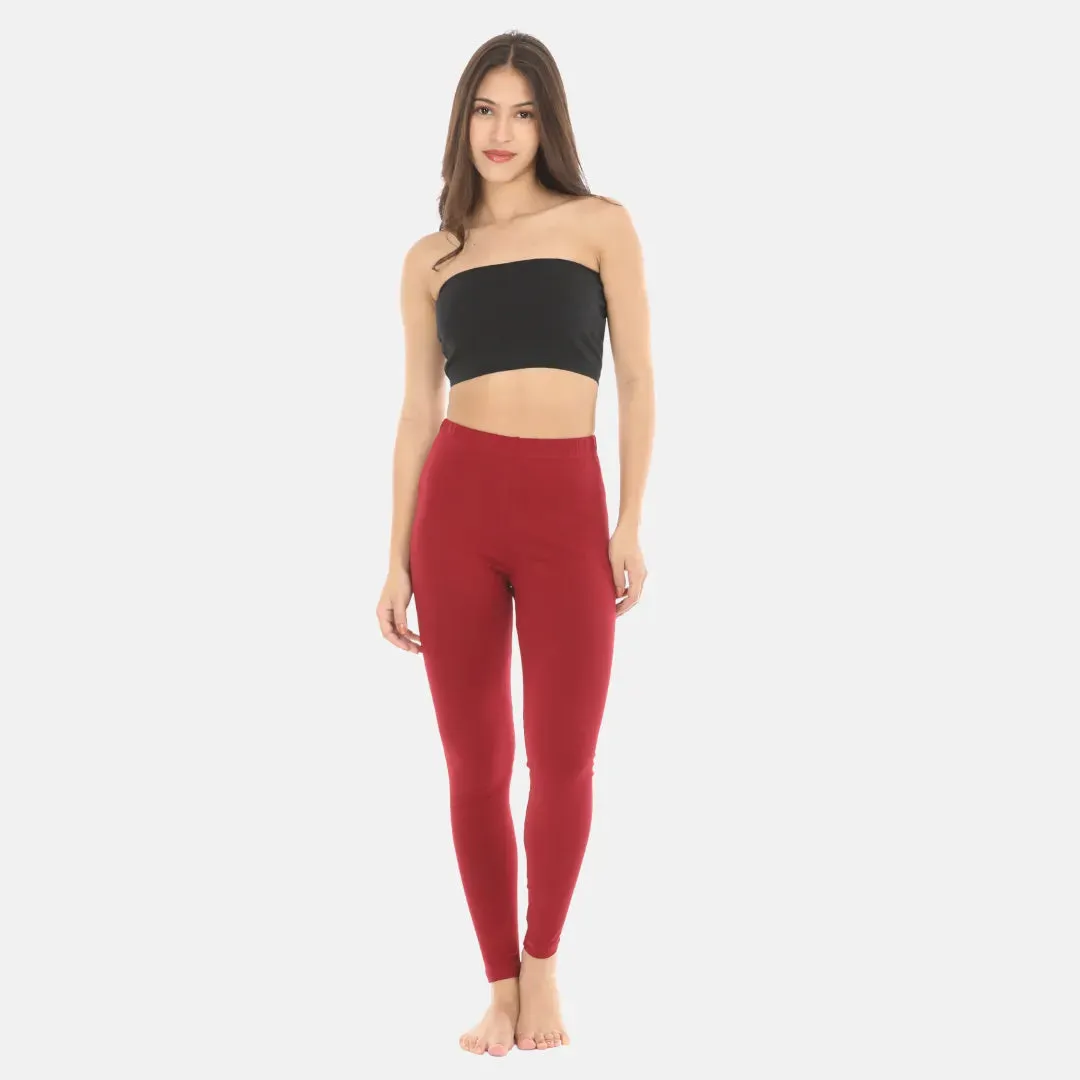 Women's Leggings | High Waist | Ankle Length | Cotton-Elastane Blend | Non-See-Through | Gusset Crotch Prevents Ripping