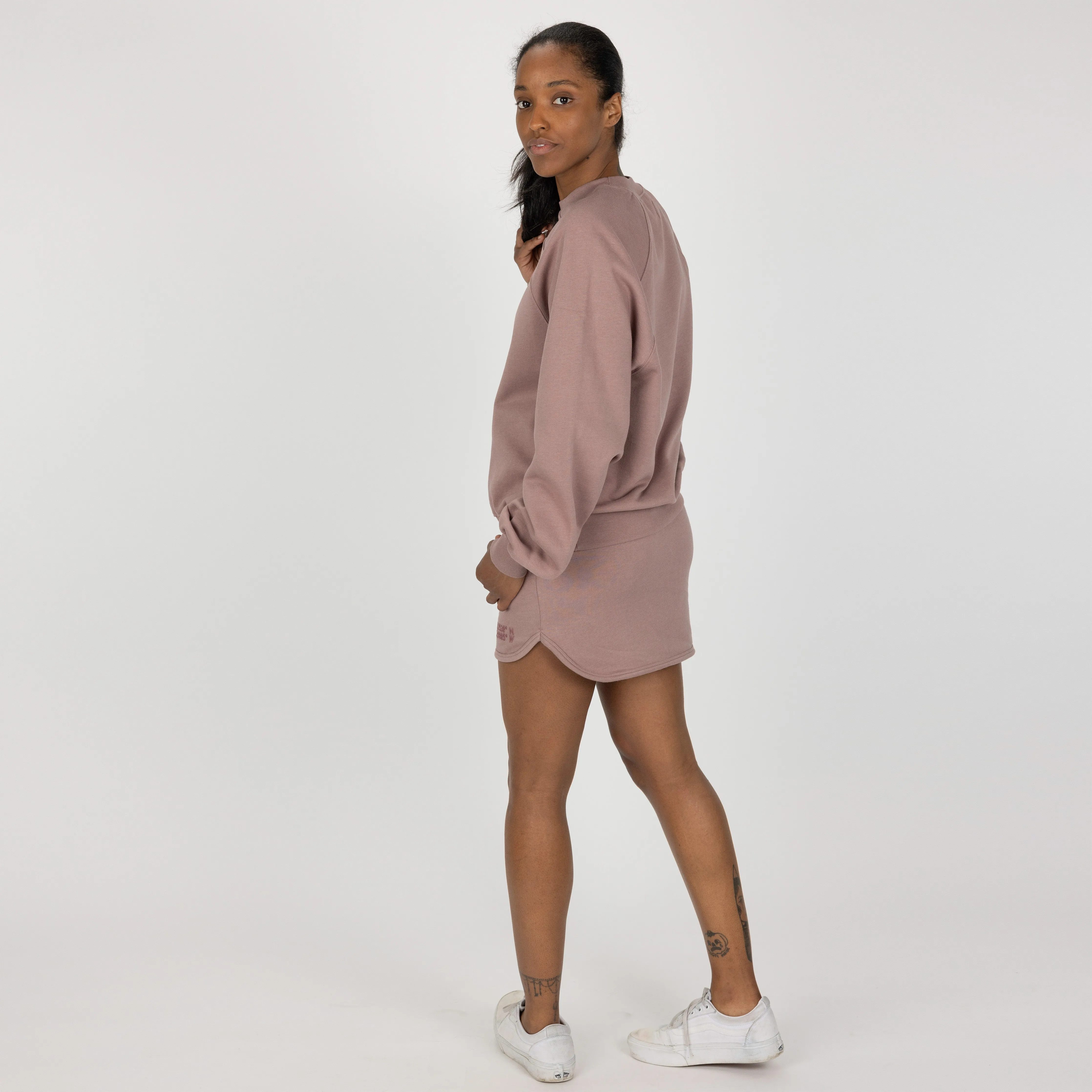 Womens Oversized Raglan Fleece Crew Sweatshirt - Antler