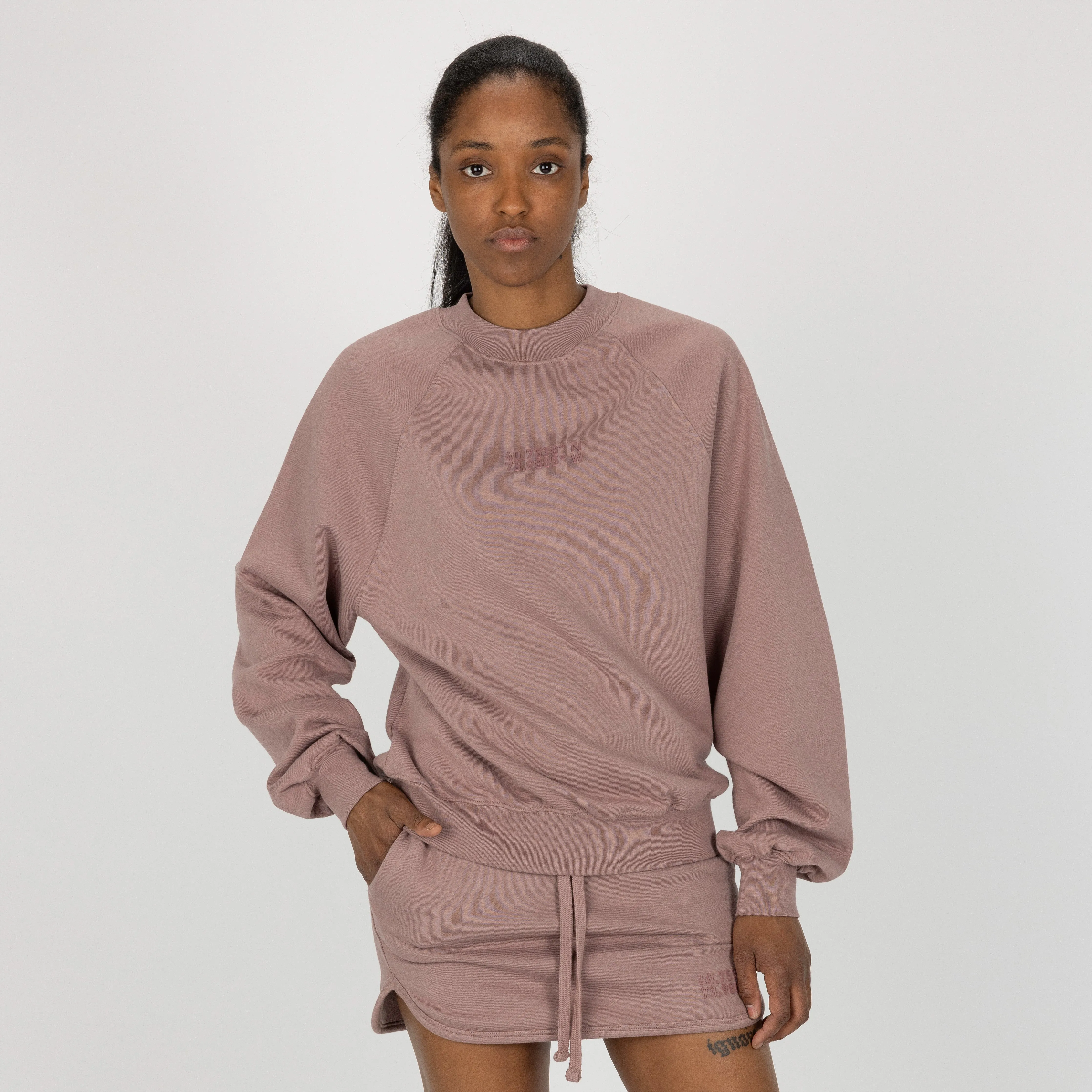 Womens Oversized Raglan Fleece Crew Sweatshirt - Antler