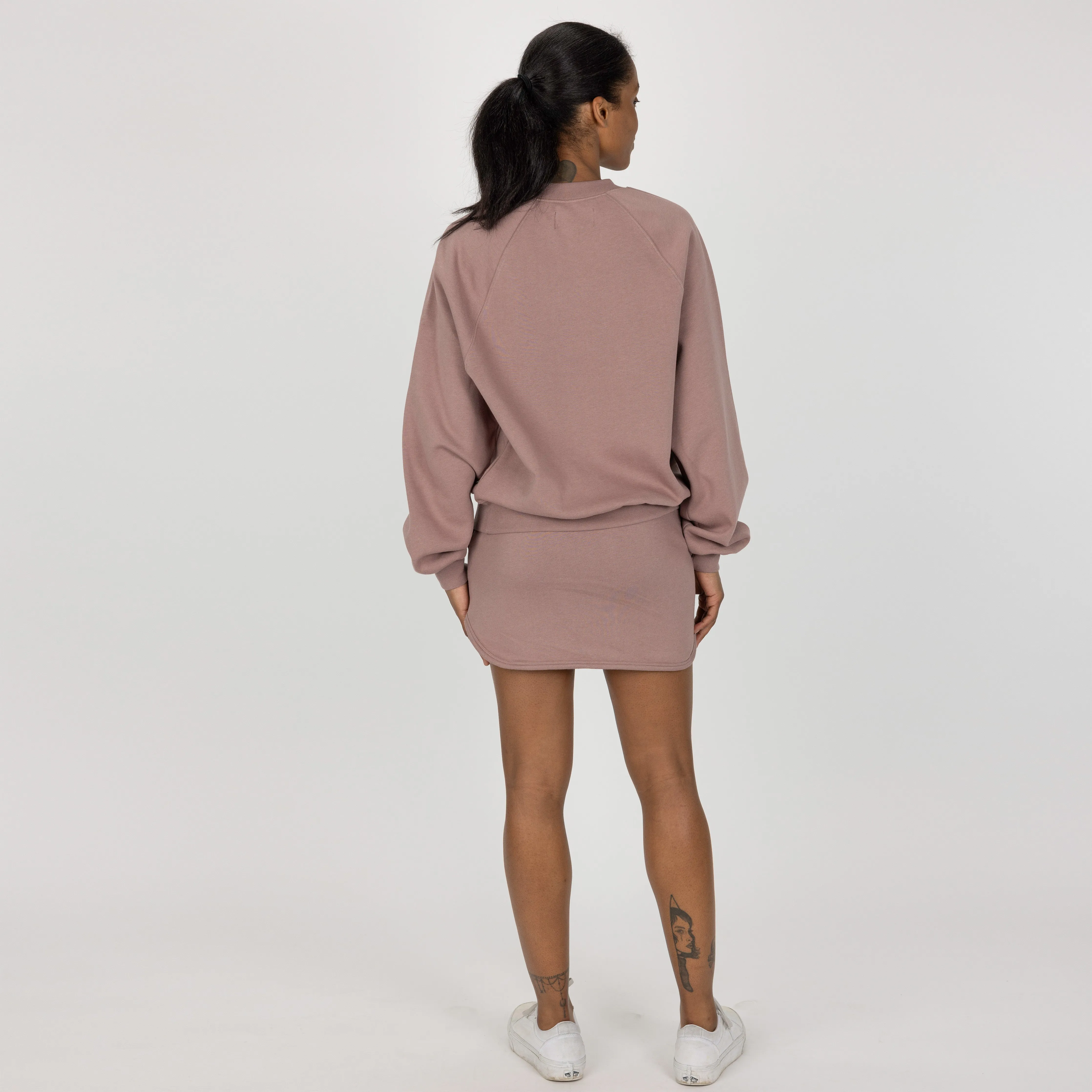 Womens Oversized Raglan Fleece Crew Sweatshirt - Antler