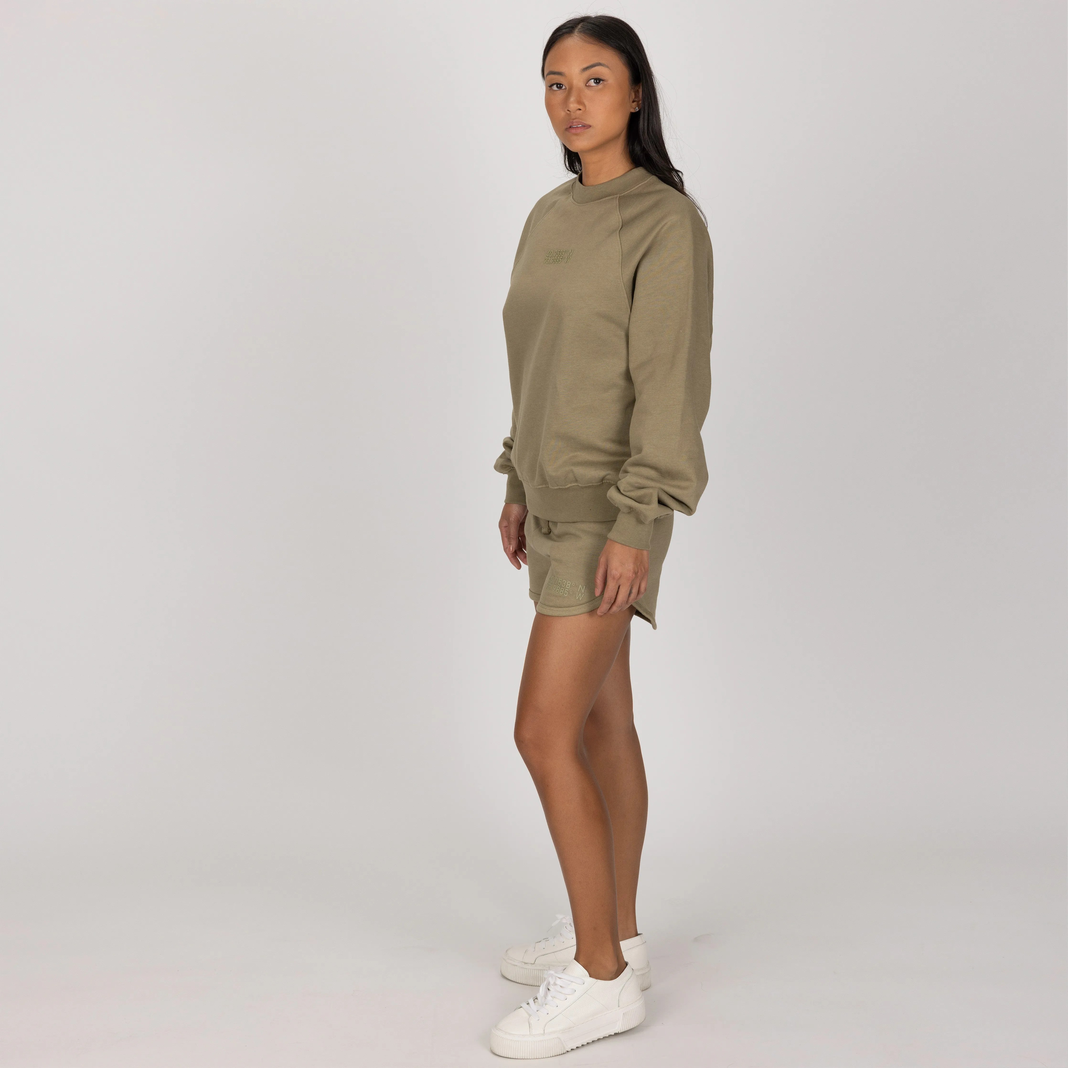 Womens Oversized Raglan Fleece Crew Sweatshirt - Elmwood