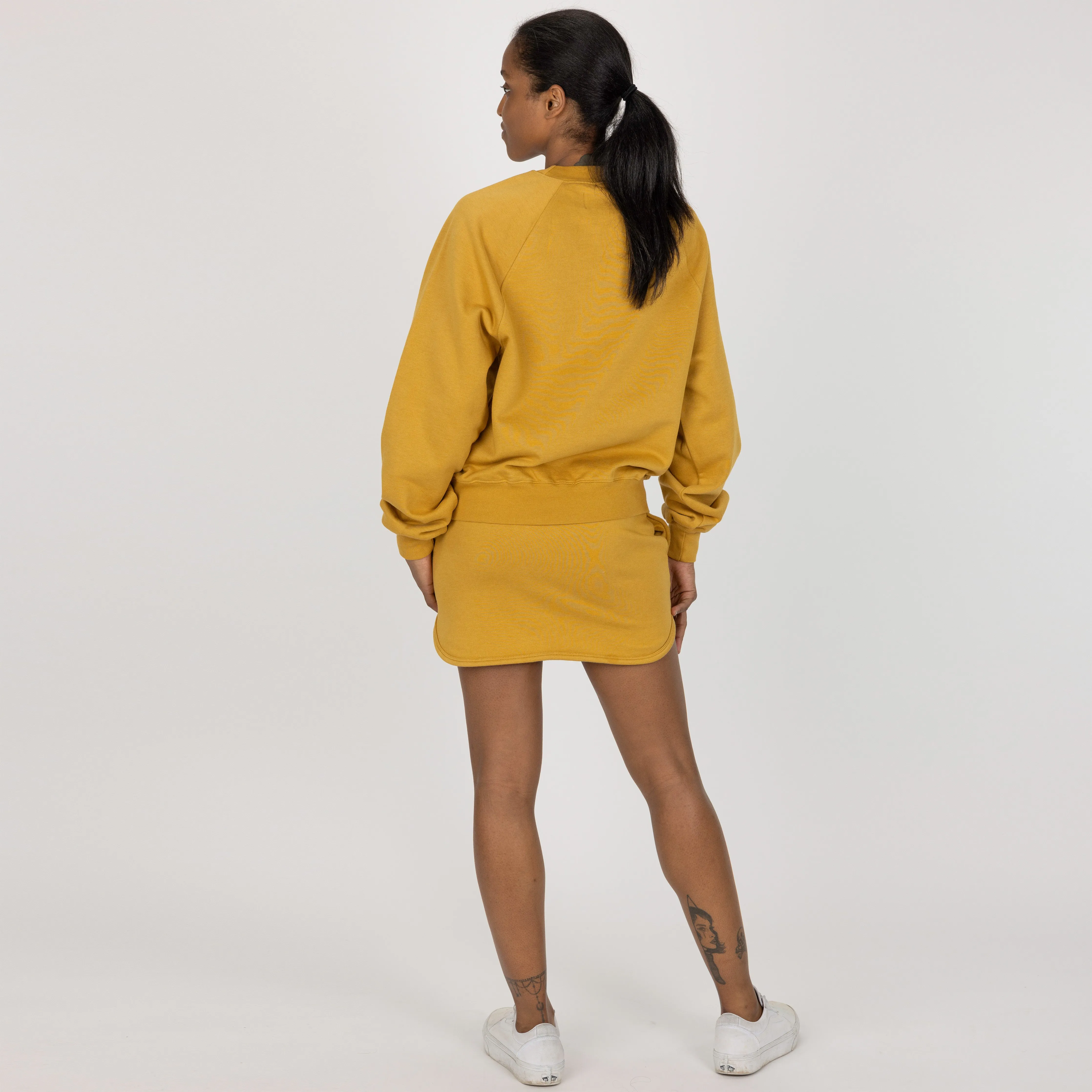 Womens Oversized Raglan Fleece Crew Sweatshirt - Honey Mustard