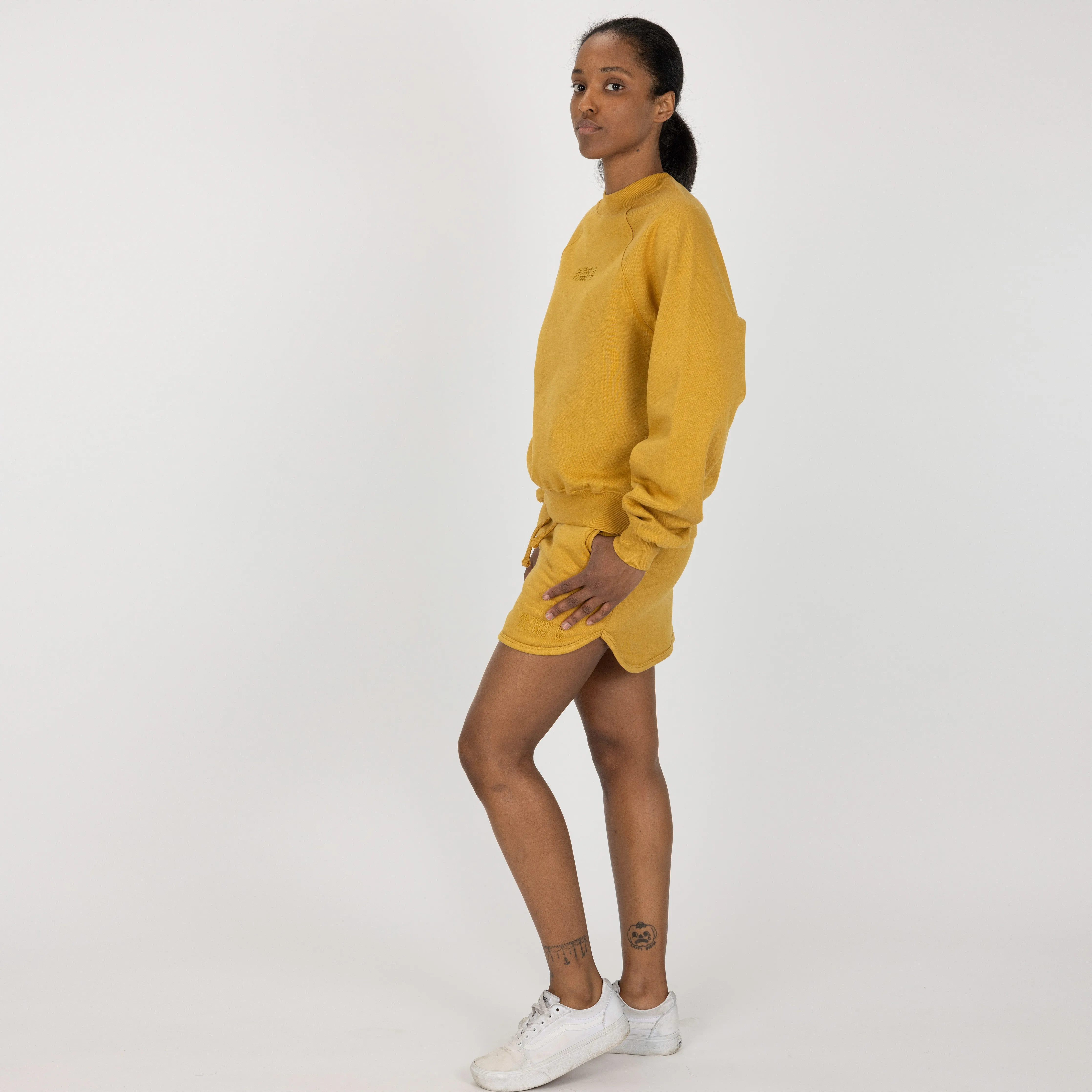 Womens Oversized Raglan Fleece Crew Sweatshirt - Honey Mustard