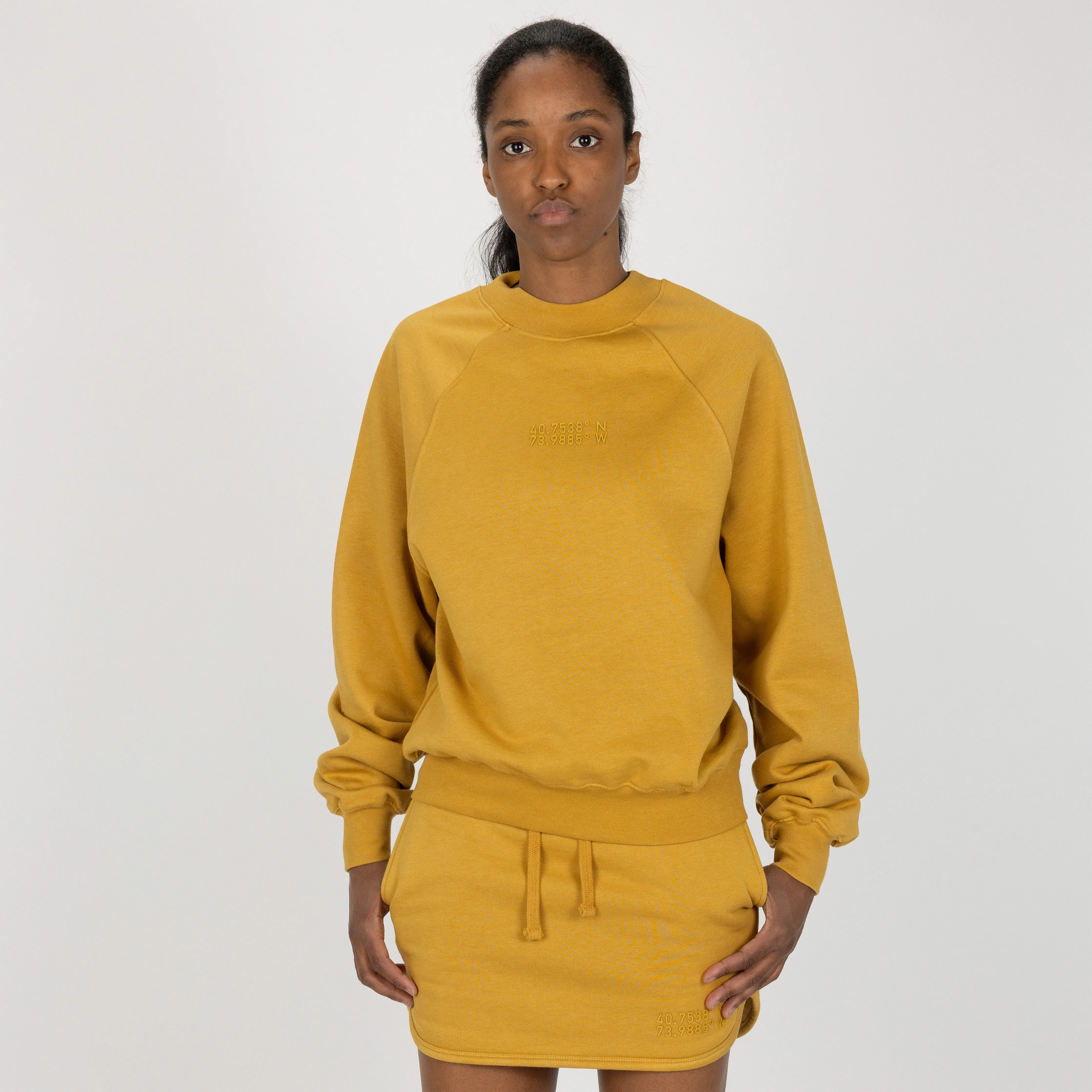 Womens Oversized Raglan Fleece Crew Sweatshirt - Honey Mustard