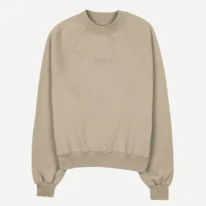 Womens Oversized Raglan Fleece Crew Sweatshirt - Oatmeal