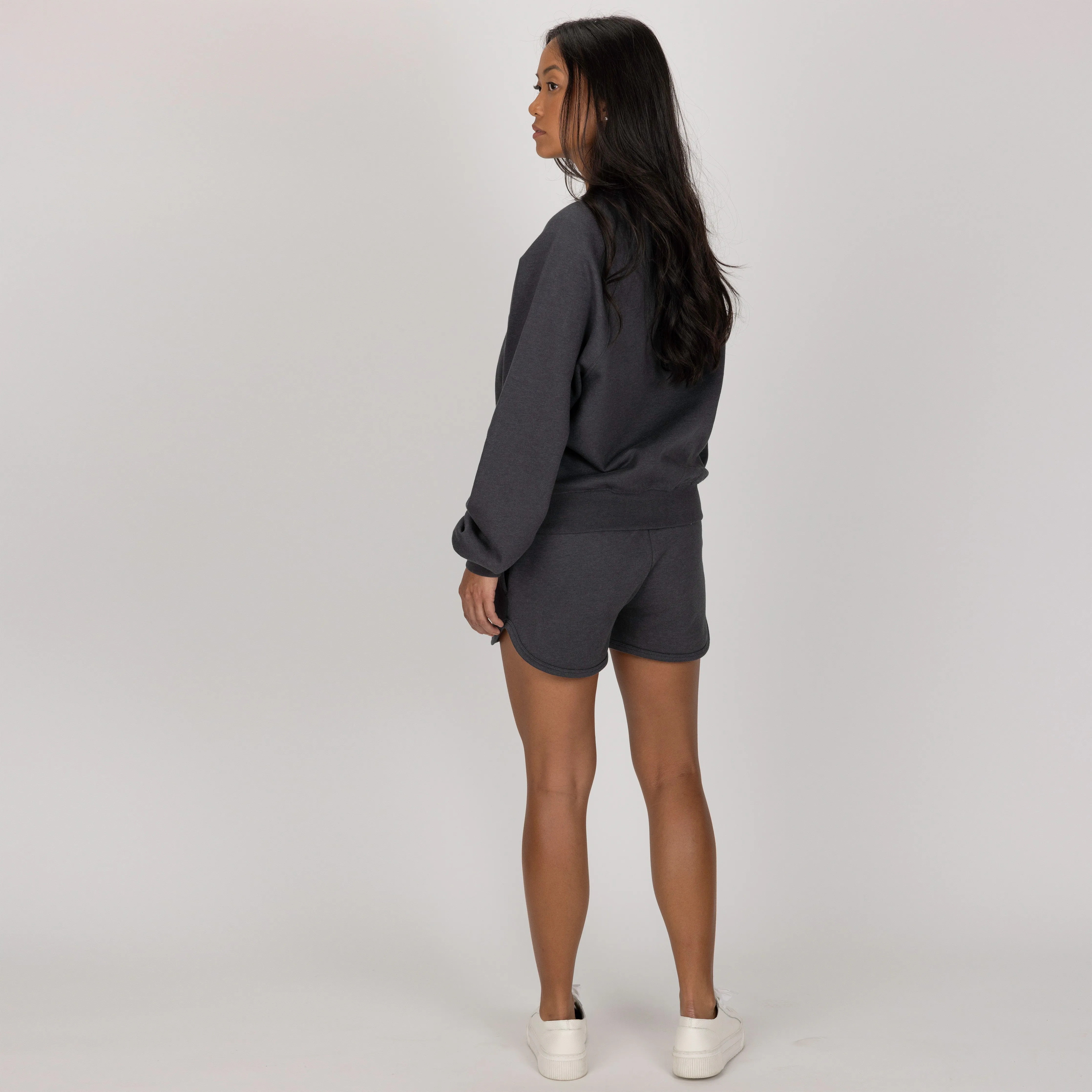 Womens Oversized Raglan Fleece Crew Sweatshirt - Woodland Grey