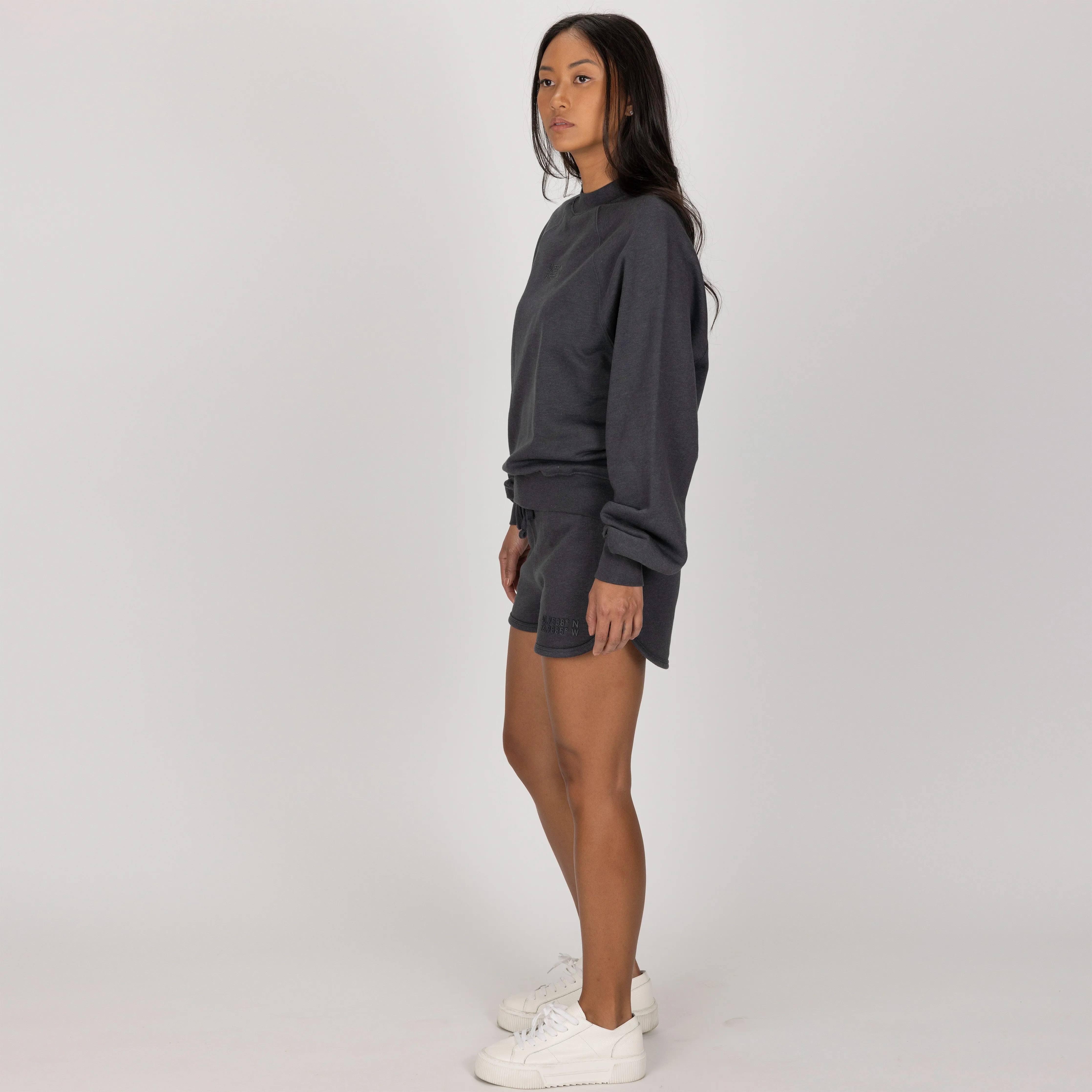 Womens Oversized Raglan Fleece Crew Sweatshirt - Woodland Grey