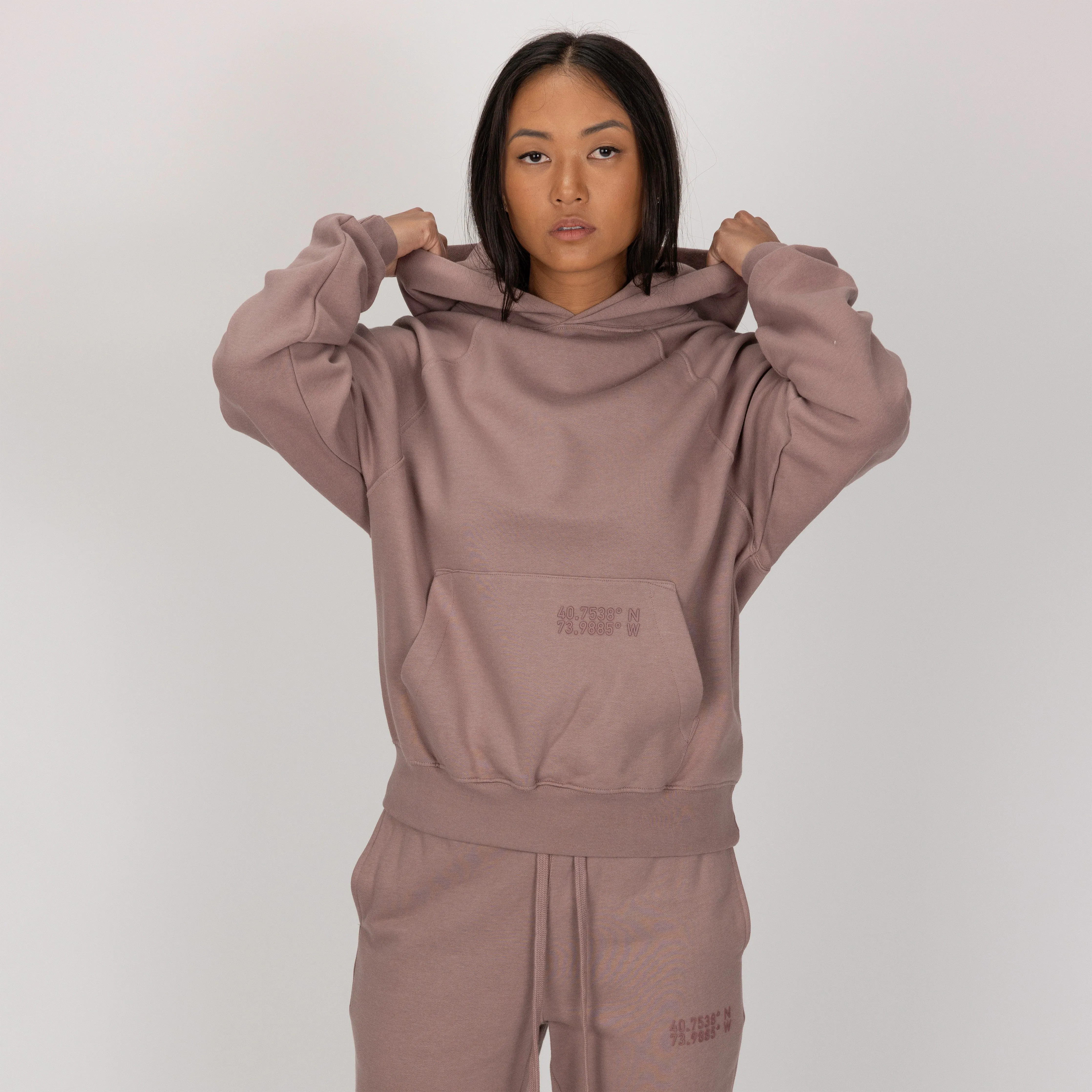 Womens Oversized Raglan Fleece Hoodie - Antler