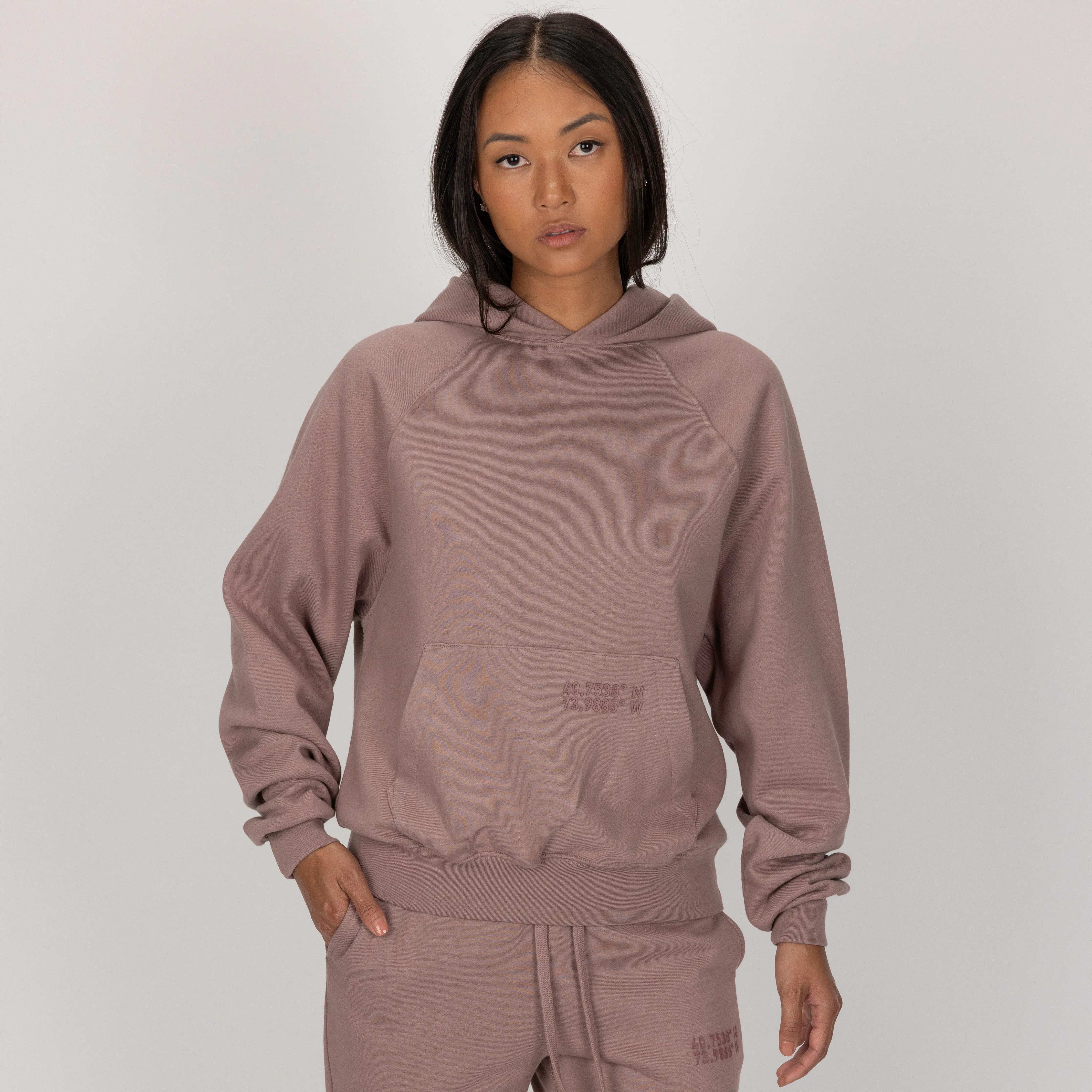 Womens Oversized Raglan Fleece Hoodie - Antler