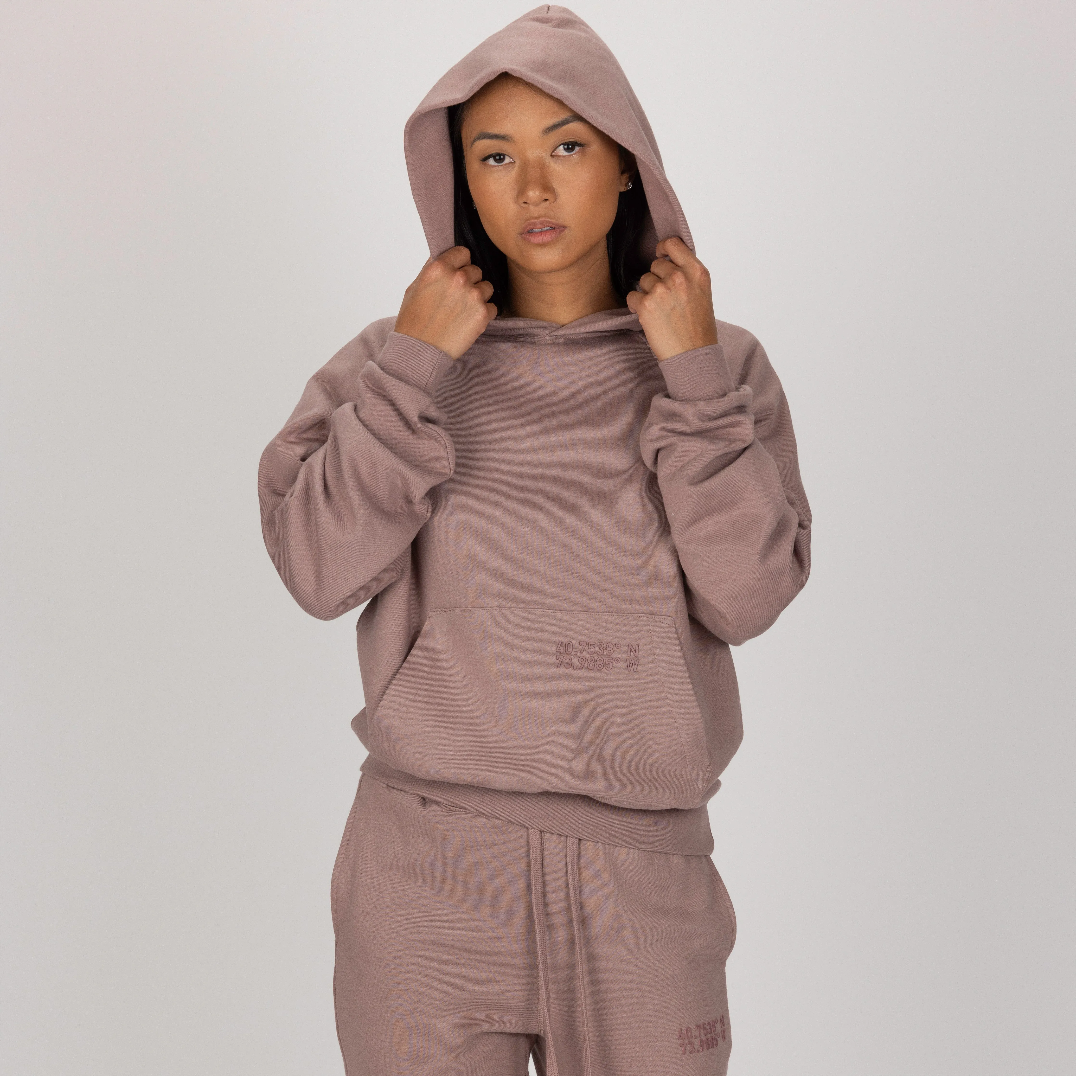 Womens Oversized Raglan Fleece Hoodie - Antler