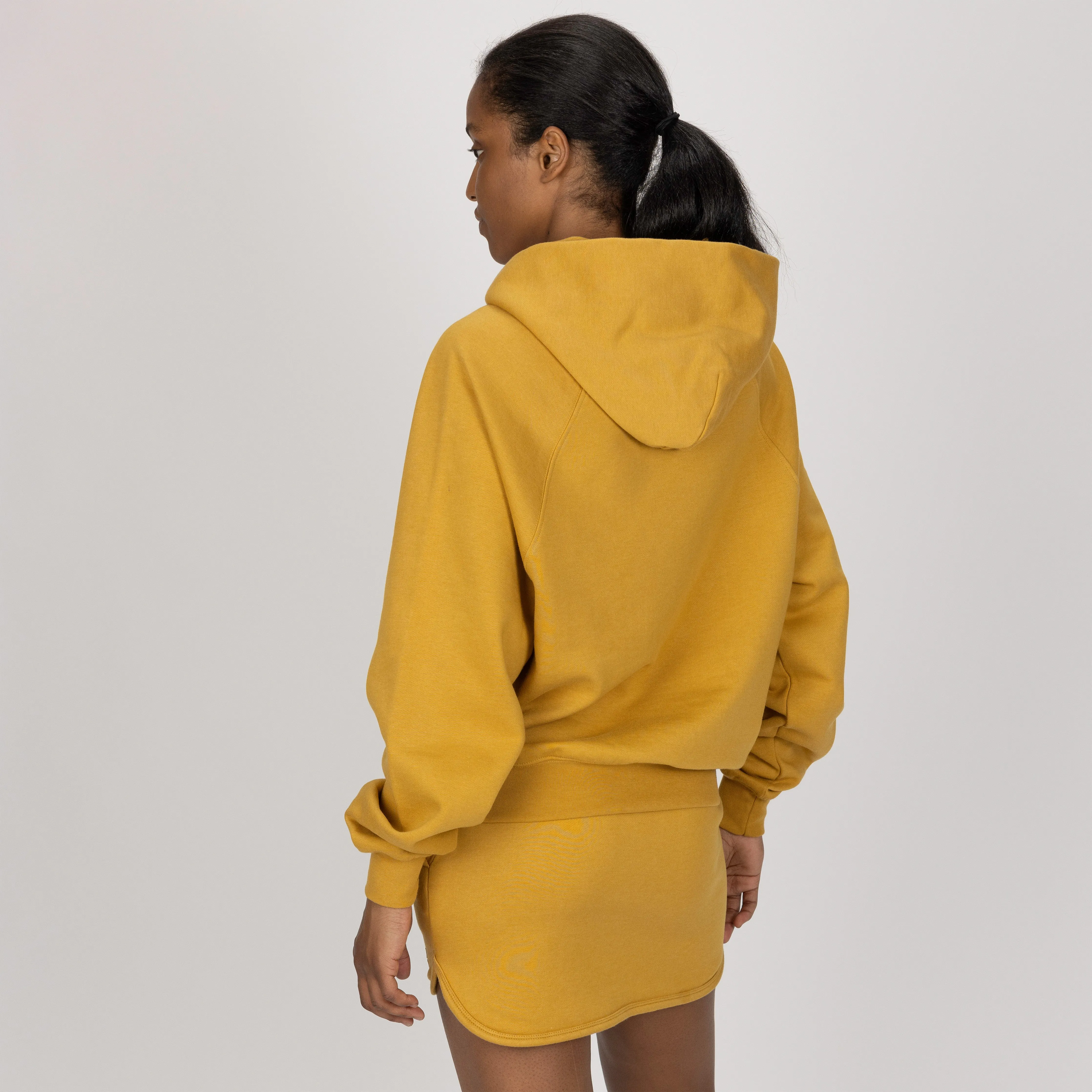 Womens Oversized Raglan Fleece Hoodie - Honey Mustard