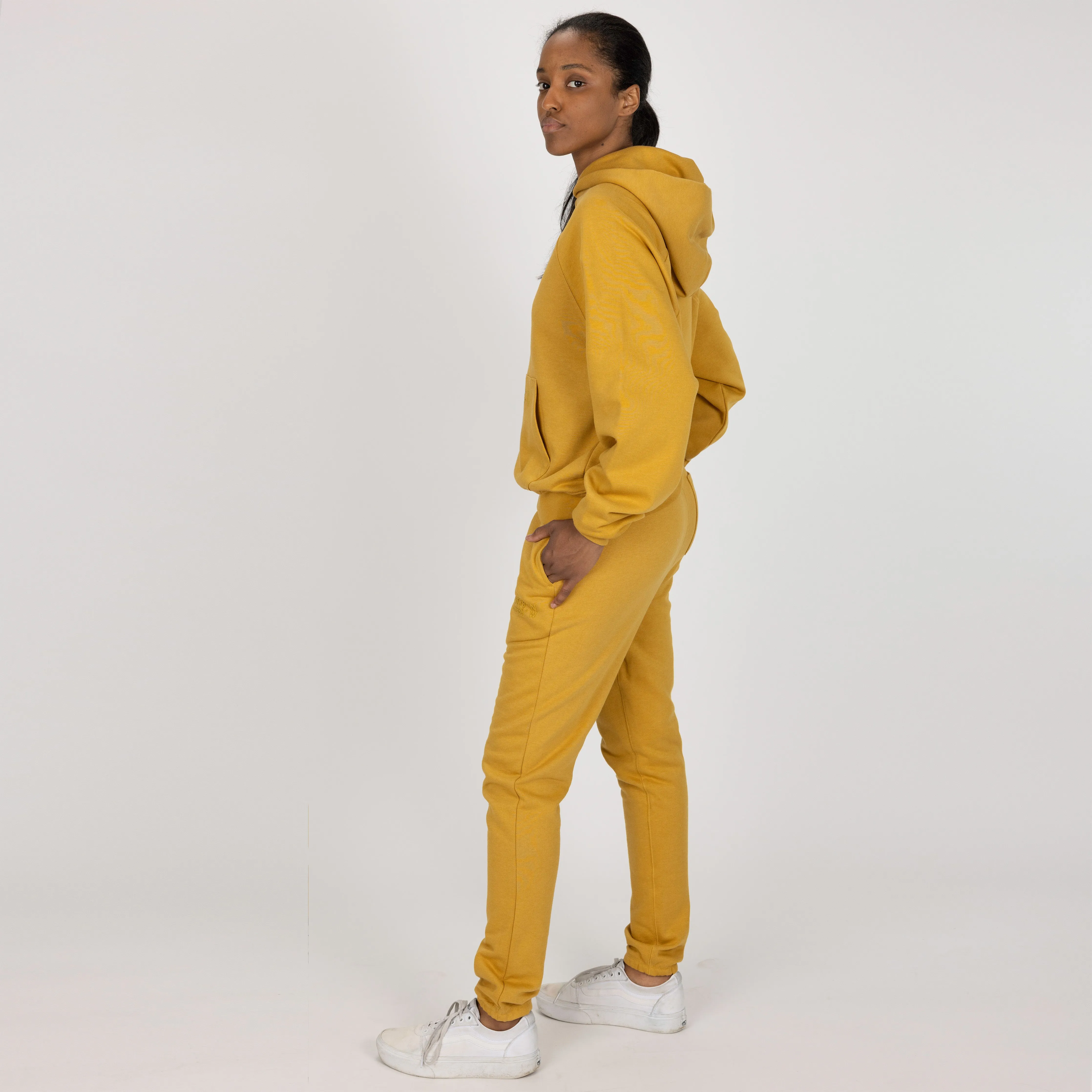 Womens Oversized Raglan Fleece Hoodie - Honey Mustard
